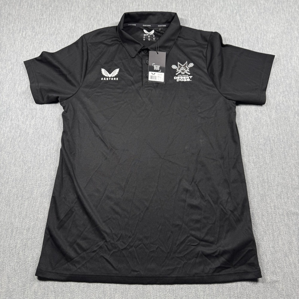 Castore Polo Shirt Mens M Black Las Vegas Desert Dogs Training NLL Caviar TM3496